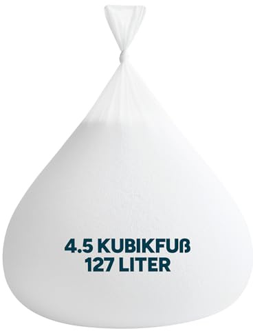 Icon Sitzsack Füllung, 4.5 Kubikfuß, 127 Liter, Füllung für Sitzsäcke | In Deutschland Hergestellt, Füllmaterial Sitzsack, EPS Perlen von Sitzsäcken, Fülling für Sitzsäcke und Stühle, Weiß