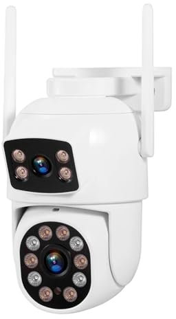 KKENZA Telecamera Esterna 4G SIM Card Telecamera IP a Doppio Obiettivo 3K 6MP Sicurezza Domestica CCTV Videosorveglianza Rilevamento Umano Visione Notturna(UK Plug,6MP 4G SIM Camera)