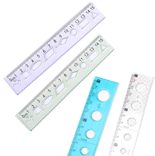 4er Lineal 15cm Kinder, Biegbare Kunststofflineale, Flexible Multifunktionales Geometrisches Schneiderlineal, Lineale Zeichnen Malen Zentimetermaß für Studenten Schule Büro Hausbedarf (1)