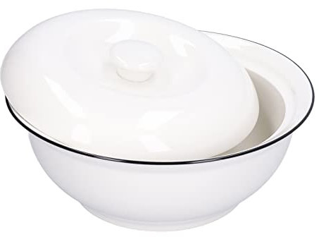 Tazón de sopa redondo blanco C de 23 cm con tapa cocina moderna tazón para servir sopa y olla grande 1500 ml capacidad