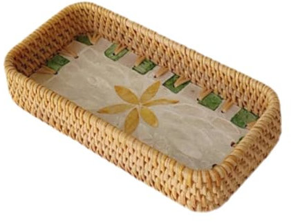 Gcljlmy Cestino in tessuto rattan, cesto per frutta, vassoio da portata per centrotavola, tavolino da caffè, decorazione per la casa, 20 x 10 x 4 cm