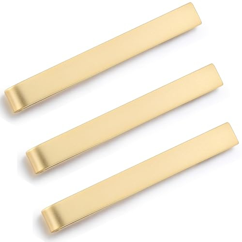 HONEY BEAR 3 Stück 5.4cm Herren Krawattennadel Set Krawattenklammer für Normale Krawatte Tie Clip (Mattes Gold 3er Set mit box)
