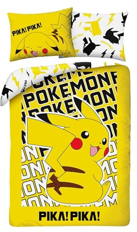 Pokemon Pikachu und Freunde Juego de ropa de cama, funda nórdica de 140 x 200 cm y funda de almohada de 70 x 90 cm, certificado Öko-Tex