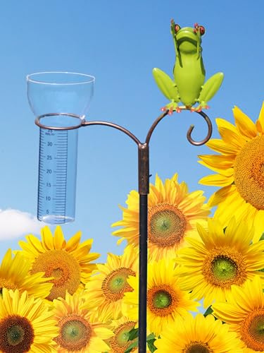Pommerntraum ®| Regenmesser Frosch Ombrometer Meisenknödelhalter Laubfrosch | Niederschlagsmesser Pluviometer Wetterfrosch Gartendeko Froschfigur Gartenstecker Frösche Kröte Teichdeko Handarbeit (Frosch)