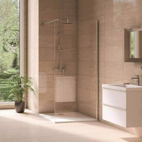 WITIT PARETE PORTA FISSA WALK IN BOX DOCCIA IN VETRO TRASPARENTE 8MM DA 68 A 120 CM REVERSIBILE ALTEZZA 190 CM BRACCIO FISSO 90CM TAGLIABILE (110x190)