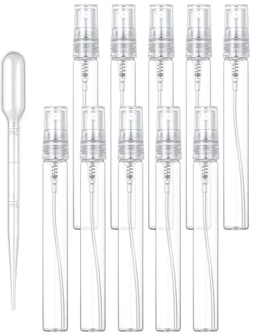 FUGLUS 5 minibotellas de perfume rellenables con pulverizador, 10 ml, vacías, atomizadores de perfume, recargables, de bolsillo, portátiles, para viajes y salidas.