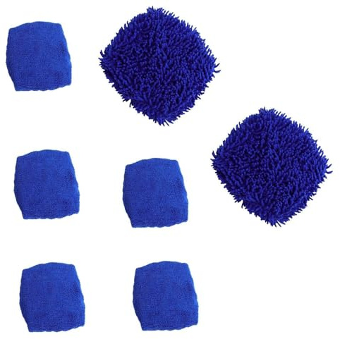 XRVRILE 7 Pulitore Vetri Auto Interno, Set di Panni per Pulizia Parabrezza e Vetri Interni con 5 Panni Microfibra e 2 Rivestimenti in Chenille, Compatibile con Piastra Pentagonale 14,5 × 13 cm