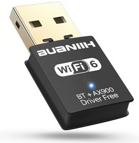 USB WiFi Adapter,WiFi & Bluetooth 2-in-1 WiFi Adapter for Desktop PC,900Mbps Dual Band 2.4GHz/5GHz Wireless Network, Plug and Play, Compatible with PC/Laptop/Desktop, Supports Win10/11