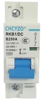 Disjoncteurs Électriques, Disjoncteur Miniature Disjoncteur De Batterie Cellules Solaires, 1P 2P 12V 24V DC, 36V 48V 60V 72V 96V 120V, 80A 100A 125A 150A 200A 250A(200A)