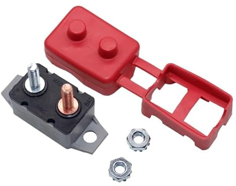 1 PCS 10-50A Amp 12V Couvercle Double Fusible De Batterie Disjoncteur À Réinitialisation Automatique Avec Couvercle Rouge(50A)