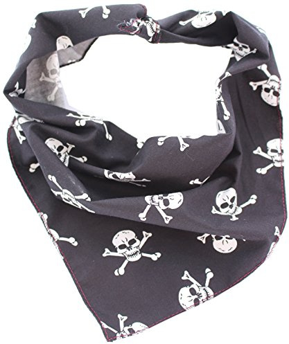 Pet Pooch Boutique Skulls Bandana for Dog, Medium/Large, Black