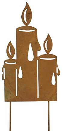Storm's Gartenzaubereien Rostflammen - Kerzengruppe in Rostoptik zum Stecken 26cm für die Weihnachtsdeko