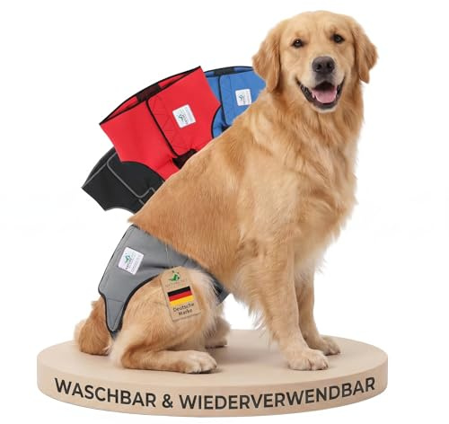 NATURE PET Premium Läufigkeitshose für Hündinnen – Hochwertige & Bequeme Hundewindeln für Hündinnen & Rüden – Waschbare Inkontinenz-Hundewindel ohne Einfädeln der Rute – M-L/Grau
