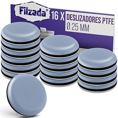 Filzada® 16x Teflon glider självhäftande - Ø 25 mm (rund) - professionella möbel gliders/matt gliders PTFE (Teflon)
