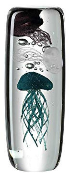 Leonardo Oceano Deko-Objekt aus transparentem Glas, handgefertigte, maritime Glasdeko mit Quallen-Motiv, handgefertigtes Unikat, leuchtet im Dunkeln, Höhe: 19 cm, 018685