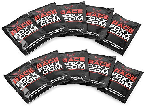 RACEFOXX, Visier- und Helmreiniger Tuch, Visierreiniger, Helmreiniger, Reiniger, Reinigungsmittel, Motorradhelm, Motorradvisier, Helmvisier, 10 Sets im Paket