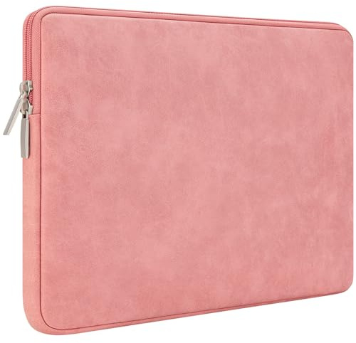 RAINYEAR 11 Pulgadas Funda Protectora para Portátil Cuero Artificial de Gamuza Bolsa Blanda Compatible con 11,6 MacBook Chromebook Surface Tablet DELL HP ASUS Laptop Portátiles,Coral