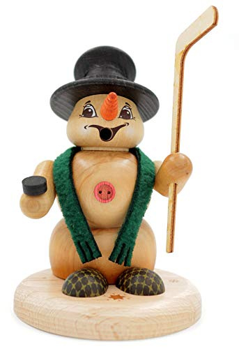 Kuhnert - Erzgebirgische Holzkunst Räuchermann Räucherfigur Schneemann 13cm - Eishockeyspieler