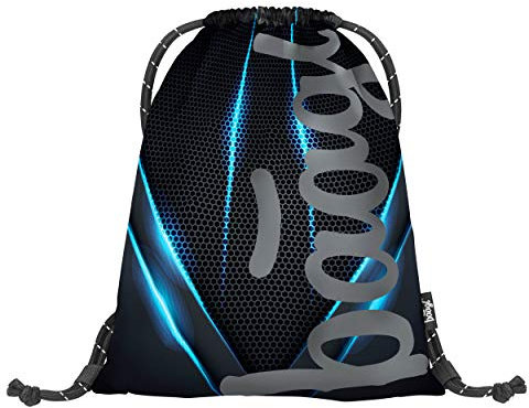 Baagl Turnbeutel für Jungs und Mädchen - Sportbeutel für Junge, Kinder, Teenager - Schule und Sport Schuhbeutel, Sportsack mit Reflektiven Elementen (Skate Bluelight)