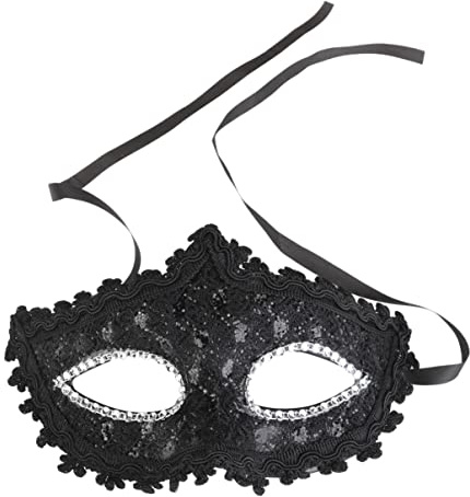 BESPORTBLE Cosplay Maske aus Spitzenkristall Strasssteinen im Venezianischen Maske Maskerade Damen für Halloween/Maskerade/Kostümparty (Schwarz)