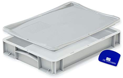 DIE BOX FABRIK Pizzaballenbox mit Deckel (40 x 30 x 7 cm) Kunststoffbehälter für Pizzateig, Stapelbehälter, Teigwanne, Gärbox, Teigbox (1x Box mit 1 Deckel)