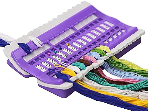 ANCLLO Floss Organizer, Kunststoff Stickgarn Organizer, PERFETSELL 30 Positionen Stickgarn Kunststoff- ​Kreuzstich Thread Organizer mit10 Nadeleinfädler für Fadenorganizer, DIY Nähwerkzeuge, Lila