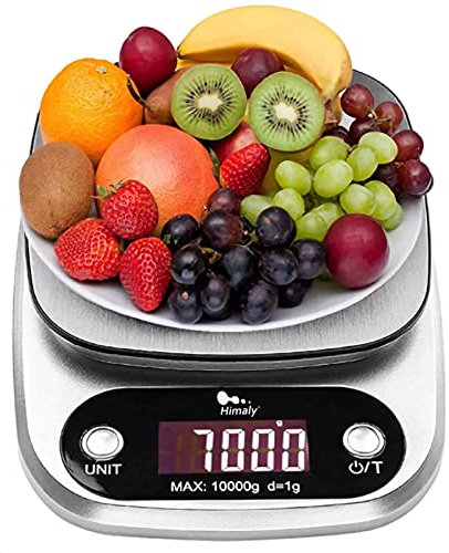 10kg Digital Kitchen Scale Tare Function & Auto Off Premium Stainless Steel for Multifunctional Cooking Food Scale with Backlit LCD Display Premium Food Weight Kitchen Scales Built-in Battery, Sliver