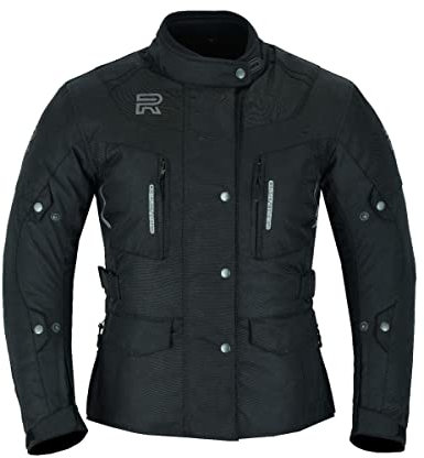 RS Motorradjacke für Damen, Textil, Winter, wasserdicht, mit CE-Protektoren, Schwarz , XS