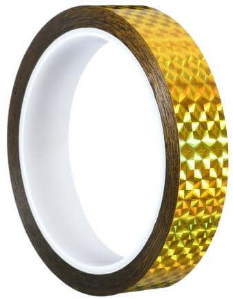 PATIKIL Glitzer Klebeband 20mm x 50m Washi Tape Holografische Selbstklebende Metallic Klebeband Reflektierender Prismenband für DIY Geschenkverpackung Party Dekoration Gold