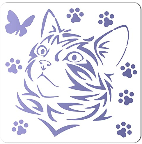 GORGECRAFT Große Katzen-Schablonen, 12x12,(5) cm, Wiederverwendbar, Tierschablone, Schilder, Heimwanddekoration Zum Malen Auf Holz, Wand, Scrapbook, Karte, Boden, Leinwand Und Fliesenzeichnung