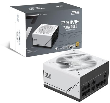ASUS Prime 750W Gold (750 vatios, Compatible con ATX 3.1, Fuente de alimentación Totalmente Modular, 80+ Gold, rodamientos de Bolas Dobles, Dos Opciones de Color en uno, 8 años de Cobertura)
