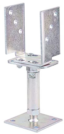 siwitec U - Pfostenträger höhenverstellbar, Höhe: 150-190 mm, Pfostenstärke 71-161 mm, U Profil Stahl galvanisch verzinkt zum Aufschrauben, dickschichtpassiviert, Bodenanker, Balkenschuh, Schraubanker