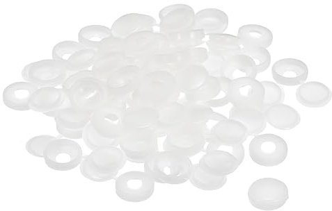 sourcing map 100Pcs 5mm Hinged Screw Cover Caps Plastic Fold Screw Snap Covers Washer Flip Screw Protection Cover for M3 M4 M5 Screws, White