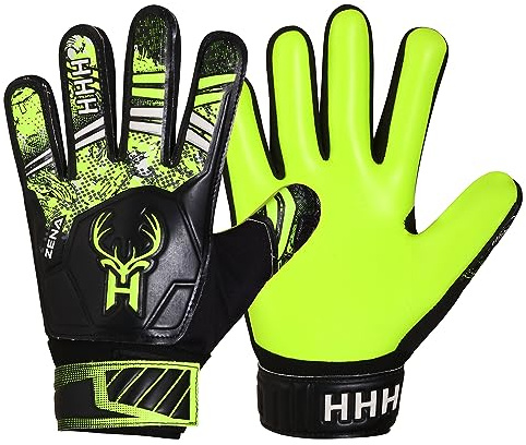 HHH Guanti da portiere da calcio per ragazzi, bambini e giovani, guanti da portiere con palmo in lattice da 4 mm super grip
