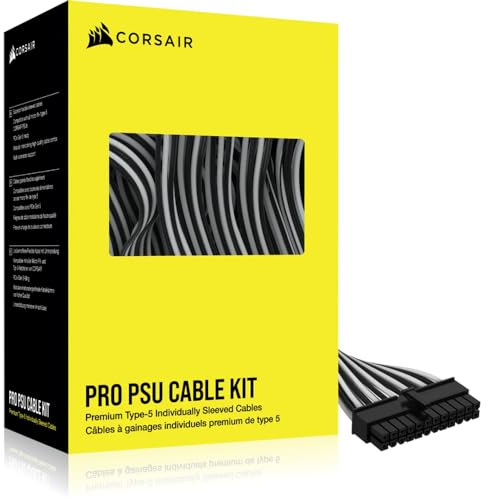 Corsair Premium Einzeln ummantelte Typ-5 PSU-Kabel – Pro Kit – Schwarz & Weiß