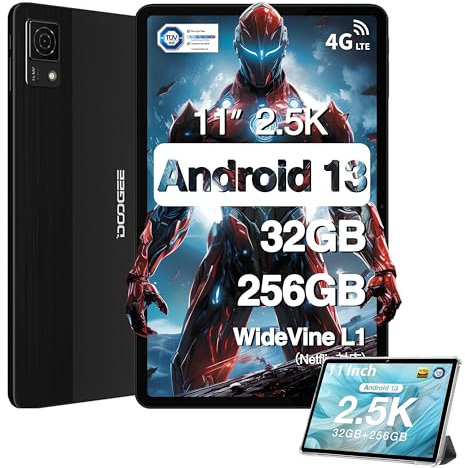 DOOGEE T30 Ultra Tablet 11 Inch 2.5K Display Helio G99 Octa-Core 2.2GHz, 32(12+20) GB RAM 256GB ROM (2TB TF), 8580mAh/18W, 16+8MP & TÜV & 2.4G/5G WiFi, Android 13, Widevine L1, Schwarz
