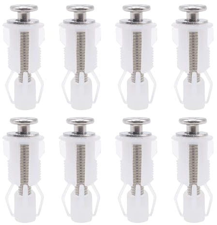 EUPSIIU 8 Pièces Abattant WC Fixations Charnières, Fixation Abattant WC Vis, Vis D'expansion pour Couvercle de Toilette, Lunette Toilette Ensemble, Pièces de Rechange du Siège de Toilette
