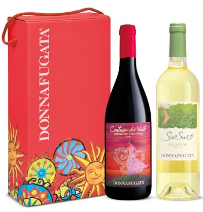 Donnafugata Cassetta Speciale da 2 vini: SurSur, Sicilia doc bianco; Contesa dei Venti, Nero d'Avola Vittoria doc rosso. Box da regalo