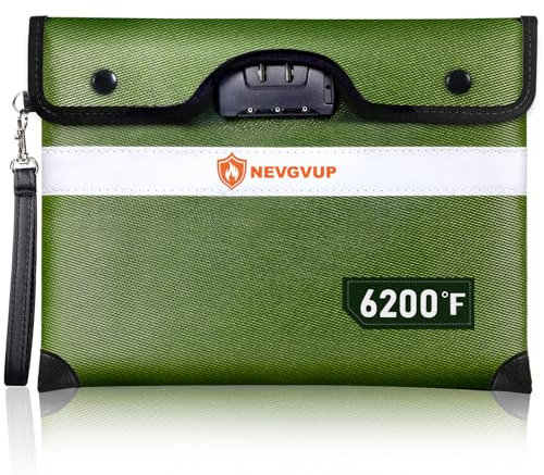 Feuerfeste Geldtasche mit Schloss, verbesserte feuerfeste Taschen mit Reißverschluss/reflektierenden Streifen, 9 Schichten wärmeisolierter Materialien, wasserabweisend, feuerfest, Geldtasche für