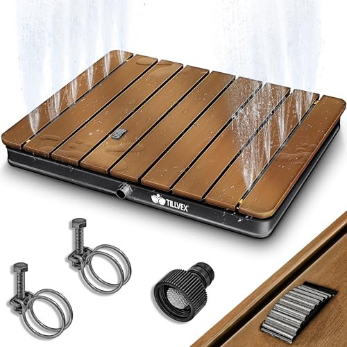 tillvex® Doccia da Giardino Outdoor Fino a 4 m di Altezza della Fontana | a Pavimento con Pedale |da Esterno, Antiscivolo | da Sauna, Campeggio Resistente alle intemperie (Antracite - Rettangolare)