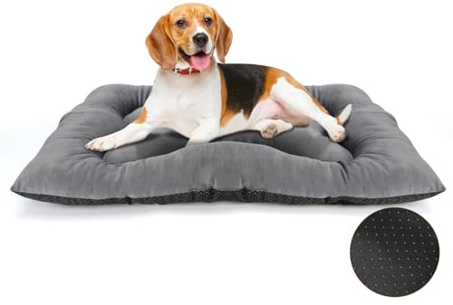 Nobleza Dog Bed Mat Medium Dogs Bed Washable Dogs Crate Mattress Pet Bed Dog Cushion Beds Grey Pets Beds Cosy Comfort Pets Pad Pet Mat for Puppy Cat Kitten, 80x50cm,31.5x19.7in