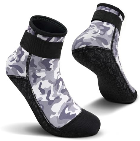 Yikayin Neoprensocken, 3mm Wattsocken Tauchsocken für Männer Damen Herren Frauen, Schwimmsocken Beachsocken für Schnorcheln Kajakfahren Jetskifahren SUP - Grau L
