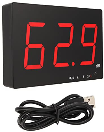 Brilluxa Fonometro da Parete, Display LCD da 9,6, Misuratore di Livello Sonoro 30-130dB con Allarme, Tester Rumore SPL, Misurazione del Suono, Monitoraggio Livello Sonoro