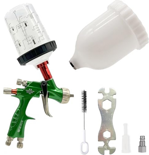 HVLP Spray Gun Kits, 2Pcs Spray Paint Gun,1.0mm & 125ml and 1.3mm & 600ml Paint Sprayer for Primer, Topcoat & Touch-Up, Furniture, Car Paint, House Painting.