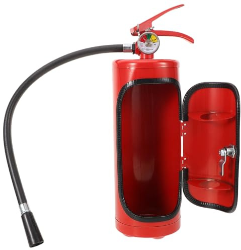Alipis Feuerlöscher Kunststoff Arbeitsplatte aus Weinflaschenhalter Eisen | Rot, für Weinbecher und Brandy, zum Verstauen von Flasche und Gläsern, Passend zu Geburtstag und Thanksgiving