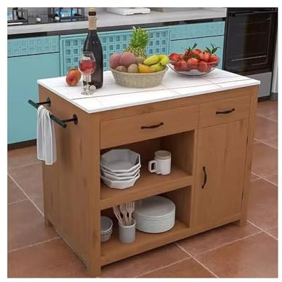 Îlot de cuisine sur roulettes Armoire de cuisine domestique, Table d'îlot, meuble de bord de salle à manger, rangement ménager, préparation et rangement, Table de cuisson mobile Table îlot pour cuisin