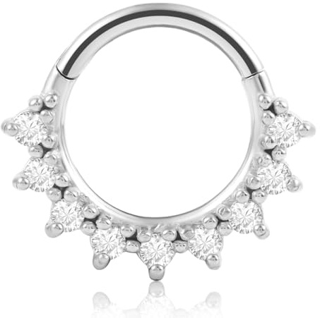Vankula Septum Helix Daith Piercing Ringe Hinged Segmentring Clicker Chirurgenstahl CZ 16G 8mm Nasen Tragus Conch Piercing Schmuck für Frauen und Männer Gold Silber