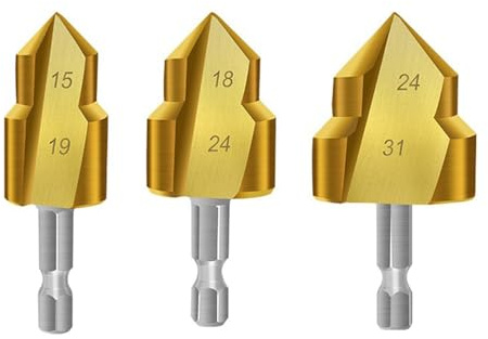 Sharplace Ppr-Hebe-Stufenbohrer, Sanitärinstallation und -reparatur, professioneller Ersatz, vielseitiger Sechskantschaft aus Schnellarbeitsstahl, 20mm 25mm 32mm 3Stk