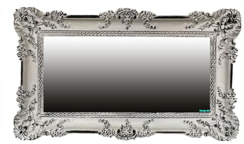 Generisch Espejo barroco con marco decorado, blanco_negro, 96 x 57 cm