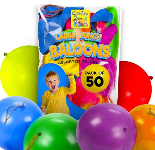 50 PCS Large Punch Balloons for Kids Party Bag Fillers - Vibrant Party Balloon for Kid, 12 Inch Giant Baloons, Durable Ballons for Kids Birthday Celebrations